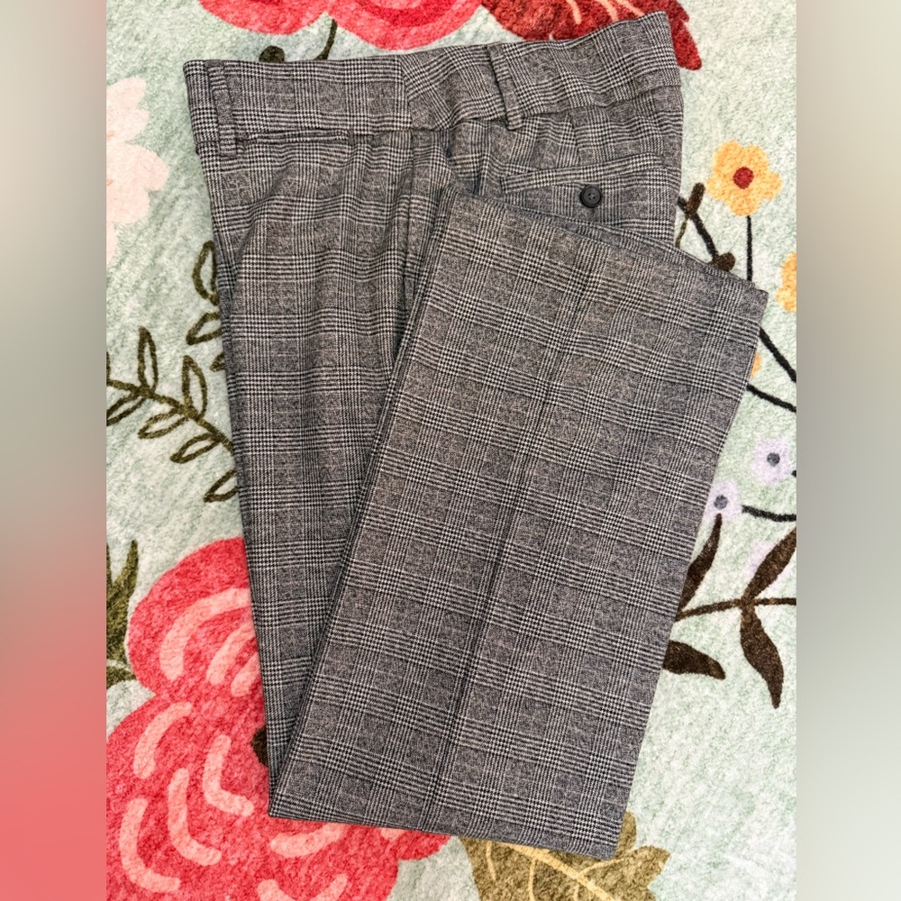 LOFT Charcoal Checkered Pants